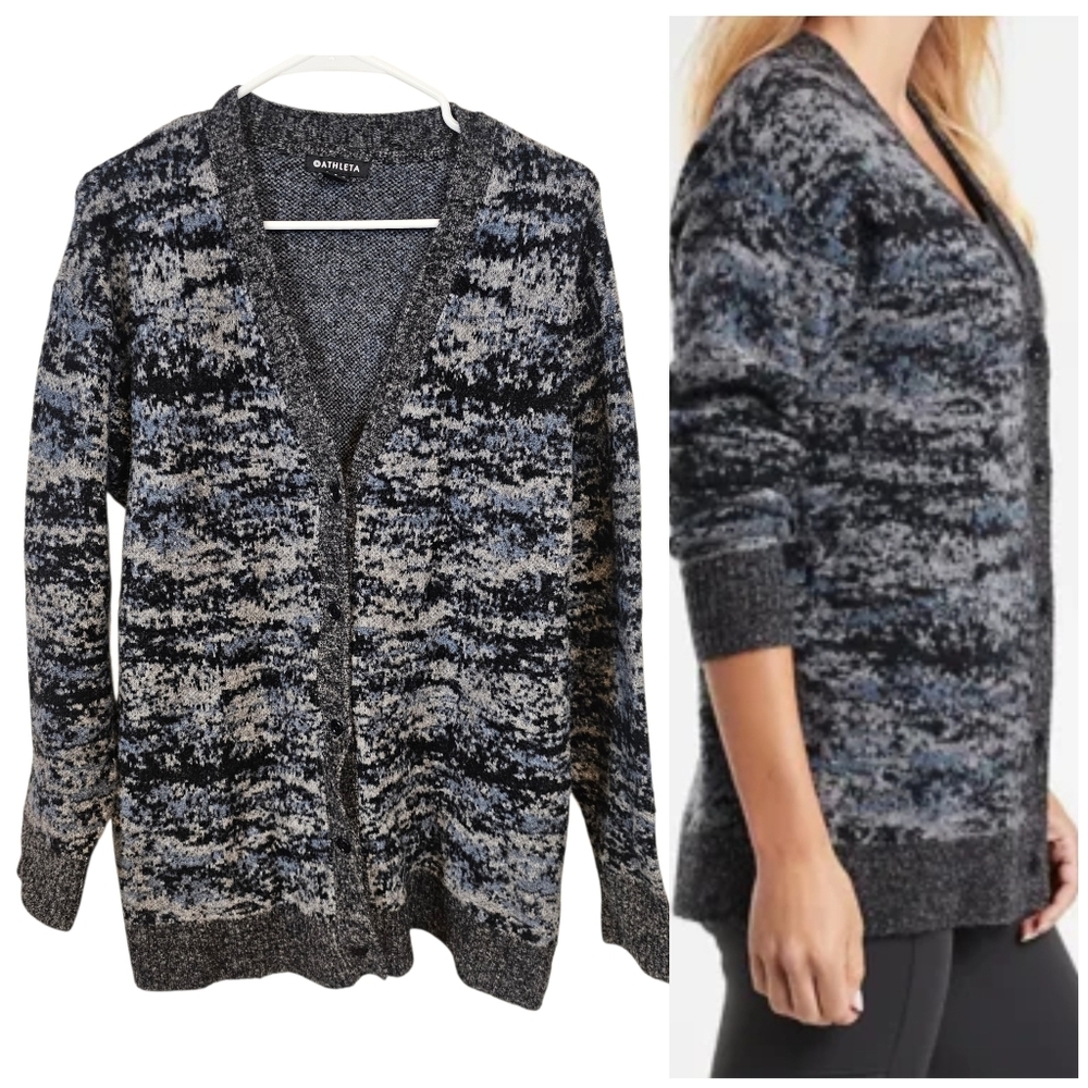 Athleta Westlake Merino Wool Blend Texture Button Down Cardigan